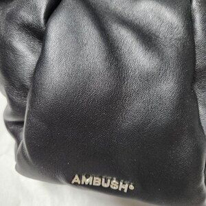 Ambush Calf Leather Twist Top Knot Clutch New With Tags Black